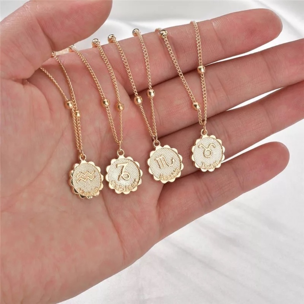 Zodiac Sign Astrological Beaded Gold Necklace - Picture 8 of 12